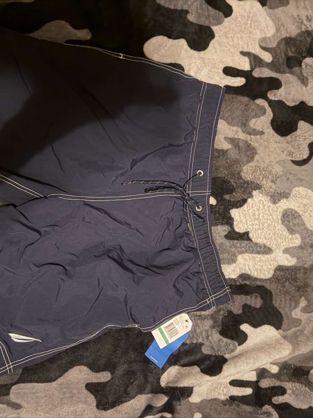 Nautica Navy Swim Trunks with Contrast Stitching